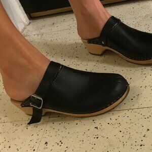 Clogs Leather Swedish Wood 8.5 from Stockholm LOTTA Wood clogs